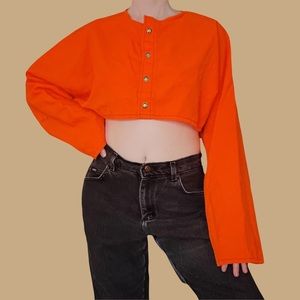 Vintage CC Filson Neon Orange Cropped Long Sleeve Work / Hunting Shirt